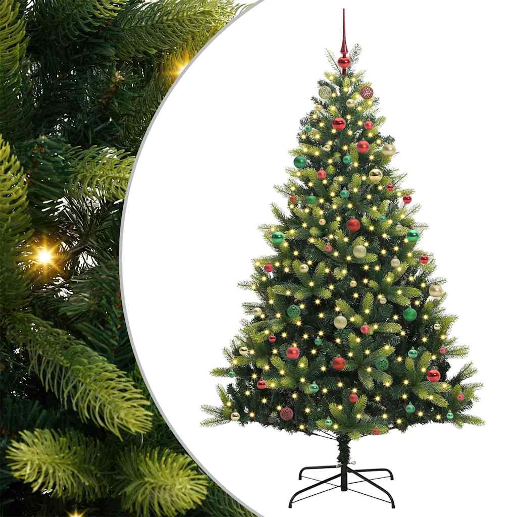 Artificial Hinged Christmas Tree 300 LEDs Green 210 cm