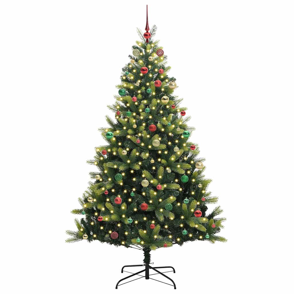 Artificial Hinged Christmas Tree 300 LEDs Green 210 cm