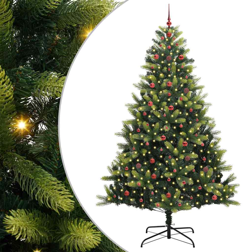 Artificial Hinged Christmas Tree 300 LEDs Green 240 cm