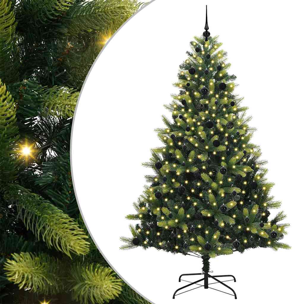 Artificial Hinged Christmas Tree 300 LEDs Green 240 cm