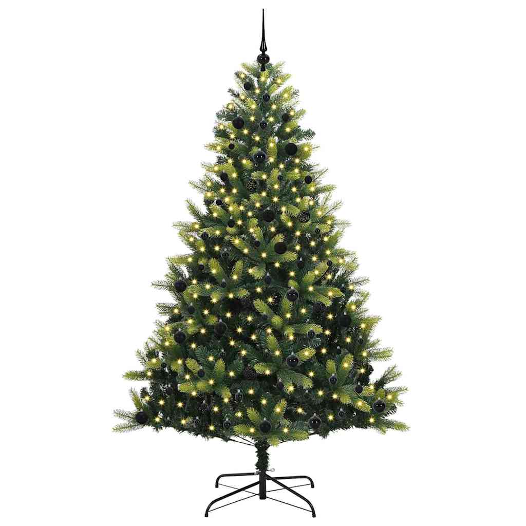 Artificial Hinged Christmas Tree 300 LEDs Green 240 cm