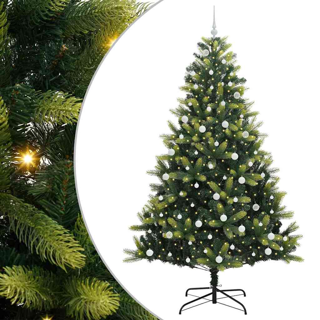 Artificial Hinged Christmas Tree 300 LEDs Green 240 cm