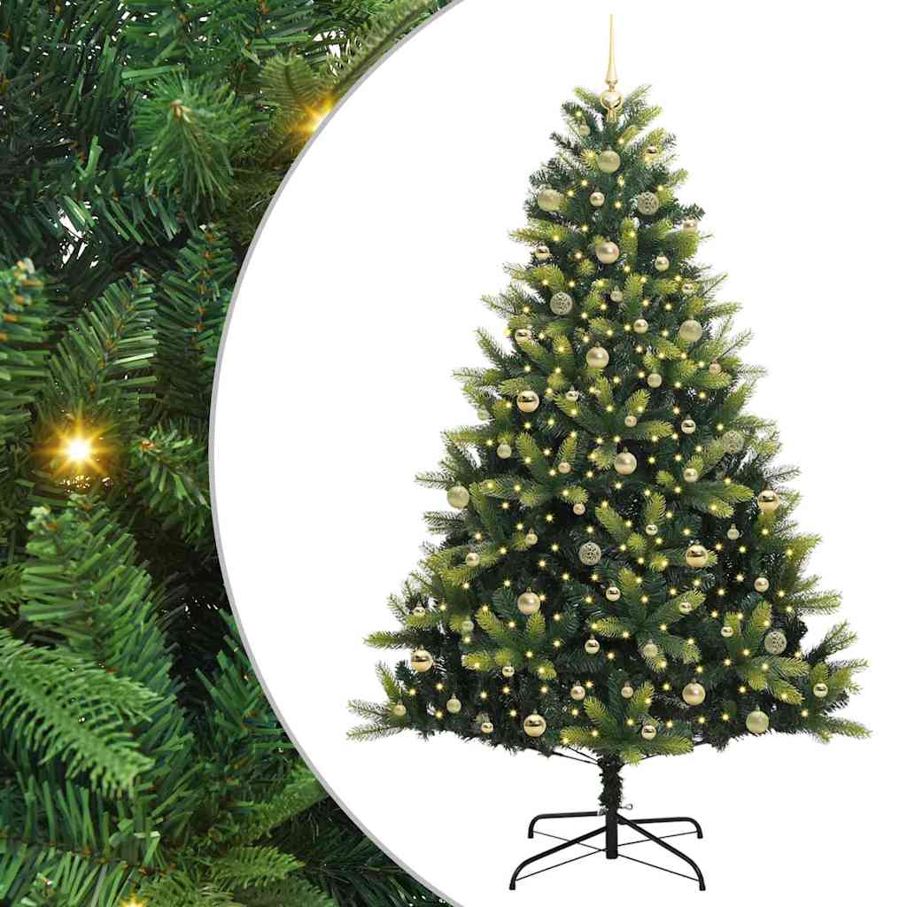 Artificial Hinged Christmas Tree 300 LEDs Green 240 cm