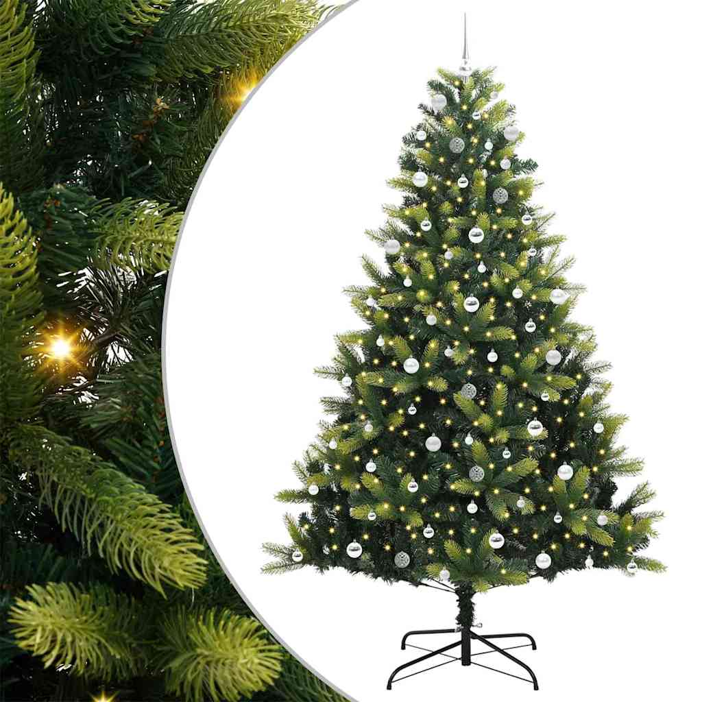 Artificial Hinged Christmas Tree 300 LEDs Green 240 cm