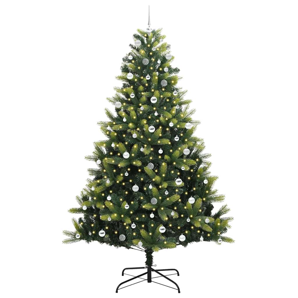 Artificial Hinged Christmas Tree 300 LEDs Green 240 cm