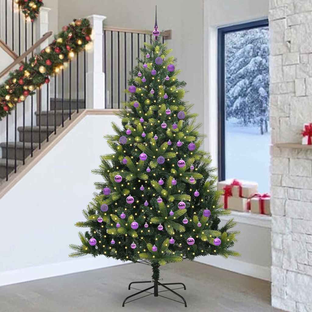 Artificial Hinged Christmas Tree 300 LEDs Green 240 cm