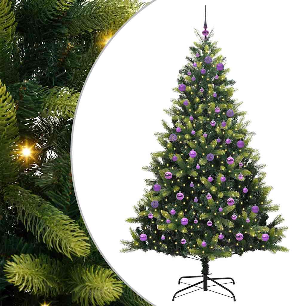 Artificial Hinged Christmas Tree 300 LEDs Green 240 cm