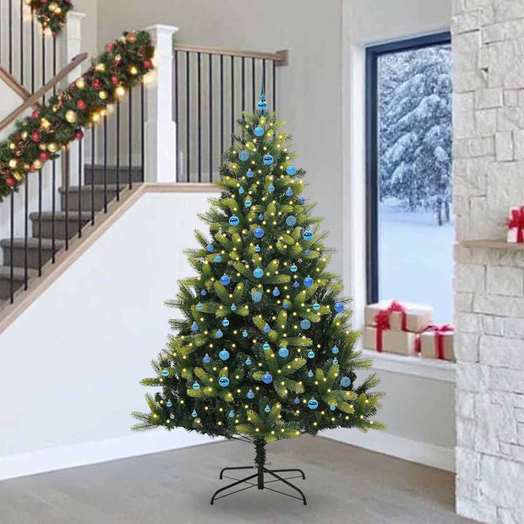 Artificial Hinged Christmas Tree 300 LEDs Green 240 cm