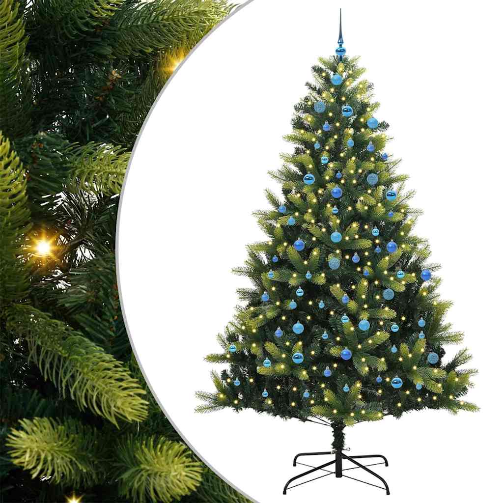 Artificial Hinged Christmas Tree 300 LEDs Green 240 cm