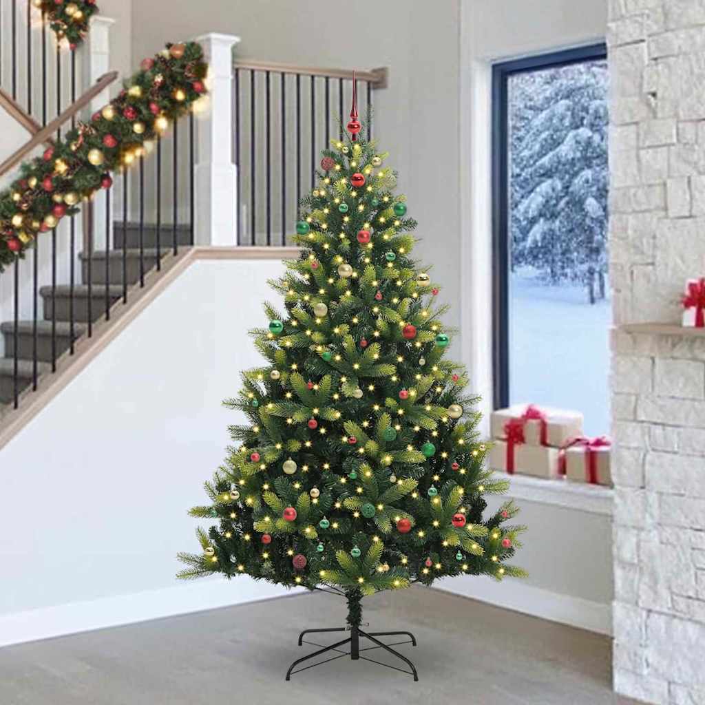 Artificial Hinged Christmas Tree 300 LEDs Green 240 cm