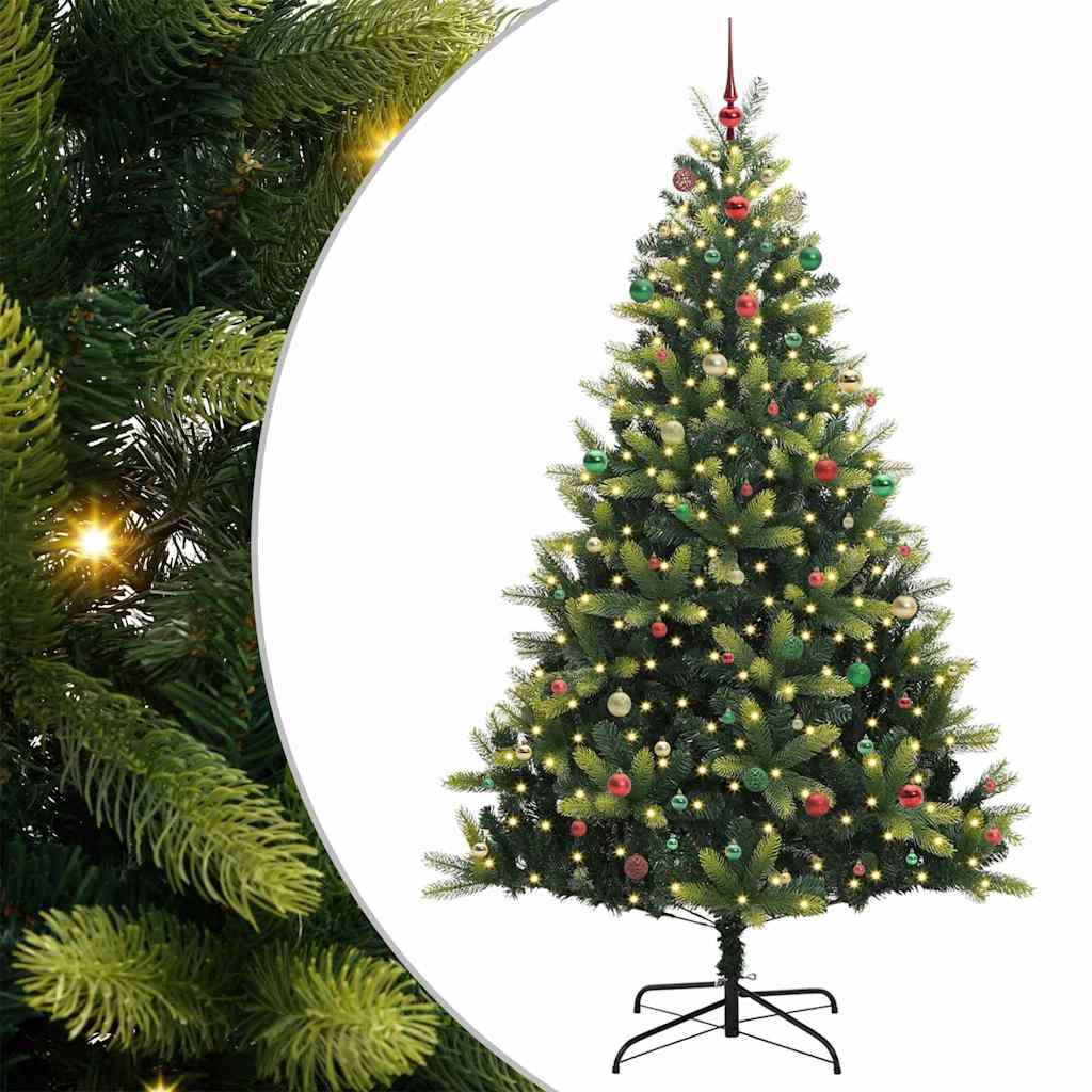Artificial Hinged Christmas Tree 300 LEDs Green 240 cm