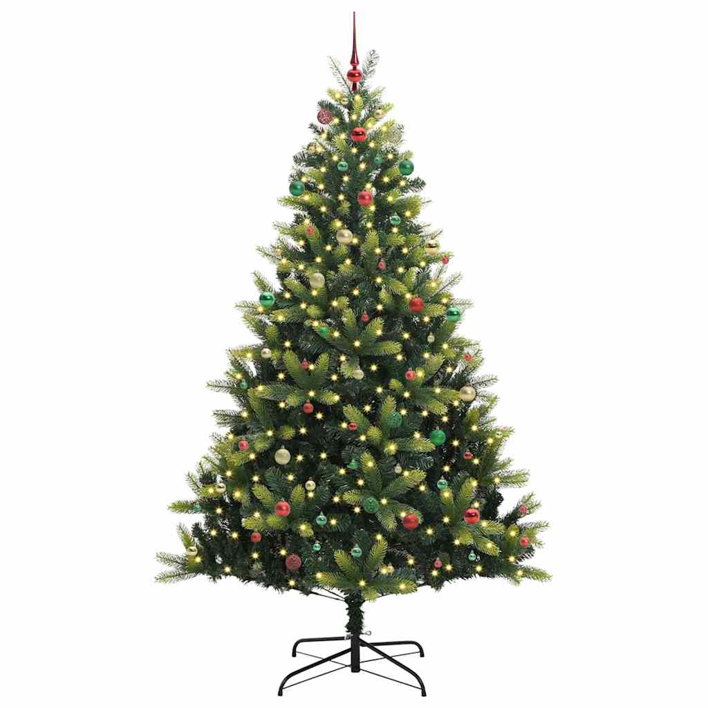 Artificial Hinged Christmas Tree 300 LEDs Green 240 cm