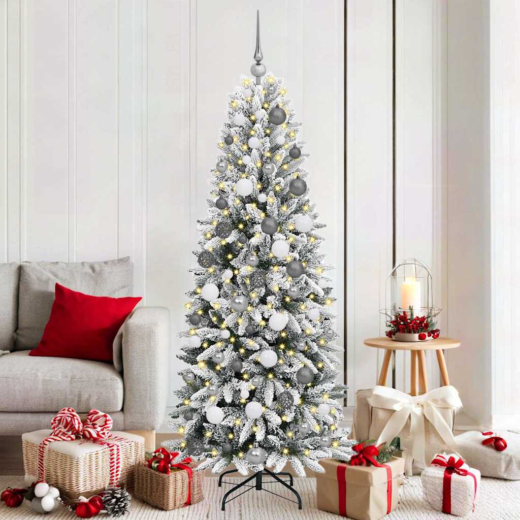 Artificial Christmas Tree with 300 LEDs White 73 x 73 x 180 cm