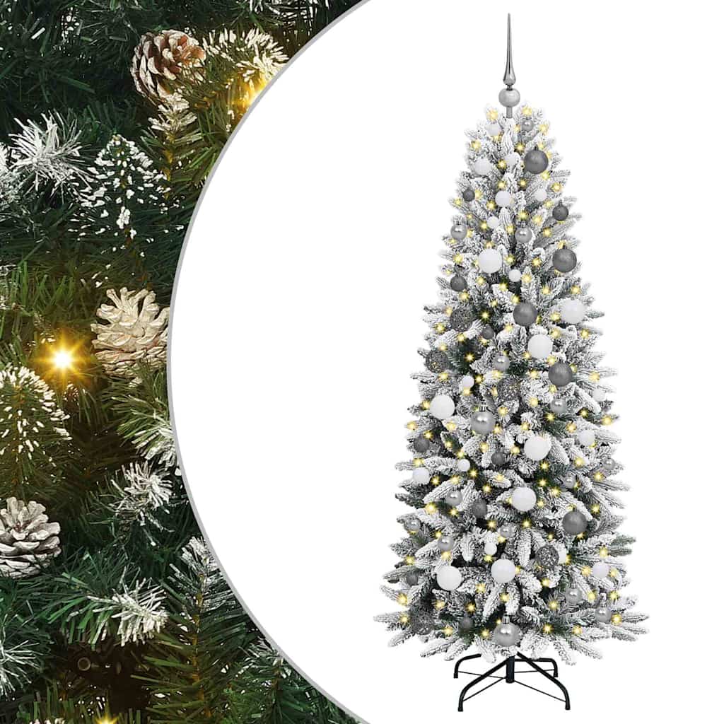 Artificial Christmas Tree with 300 LEDs White 73 x 73 x 180 cm