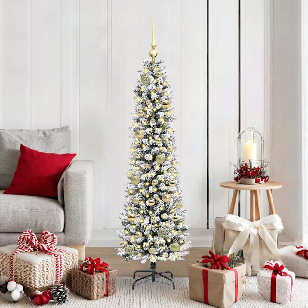 Artificial Christmas Tree with 150 LEDs Green and white 150 cm