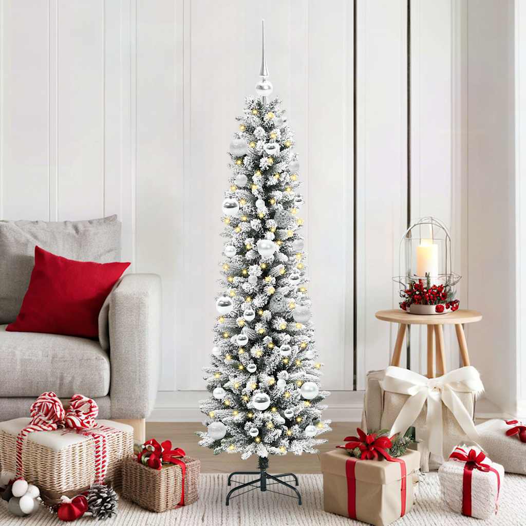 Artificial Christmas Tree with 150 LEDs Green and white 150 cm