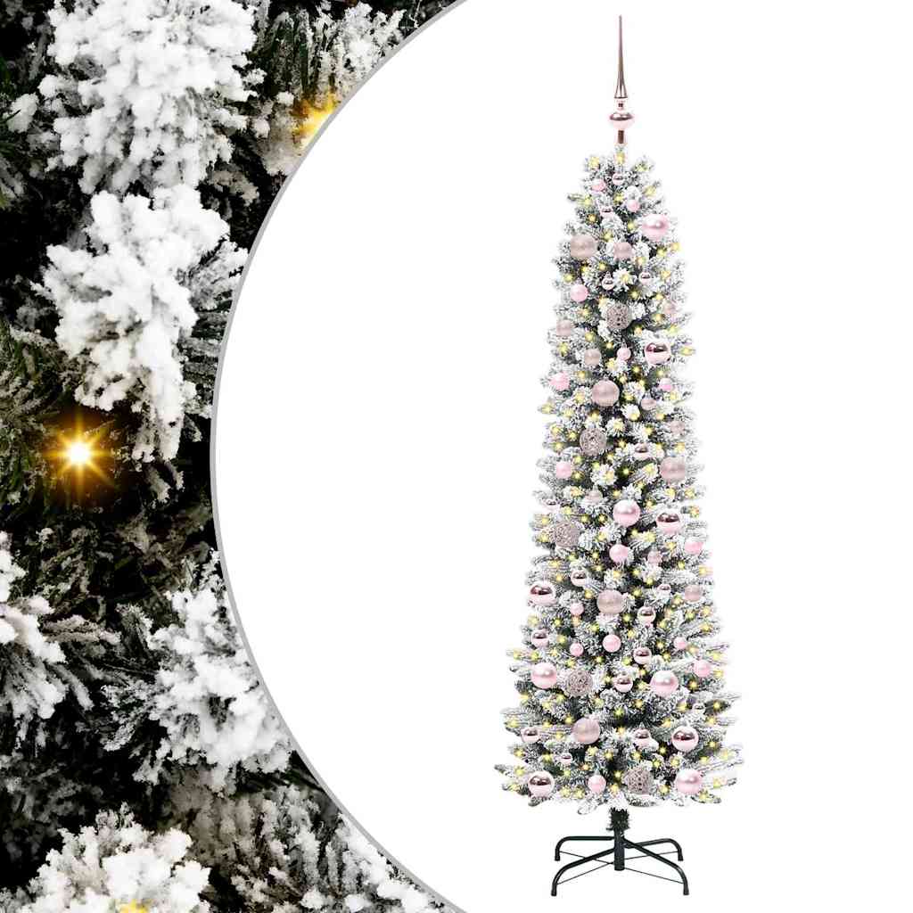 Artificial Christmas Tree with 300 LEDs Green and white 180 cm