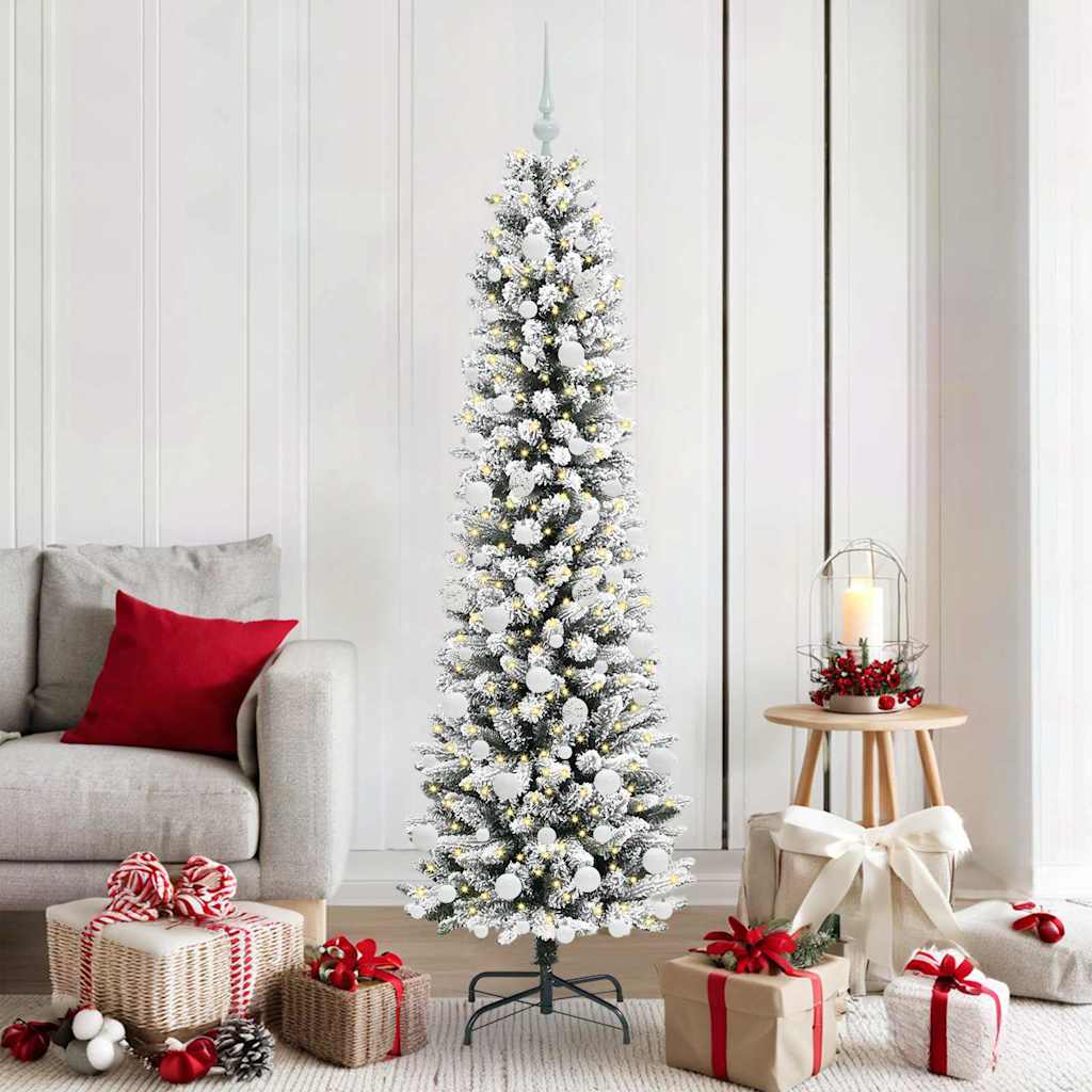 Artificial Christmas Tree with 300 LEDs Green and white 180 cm
