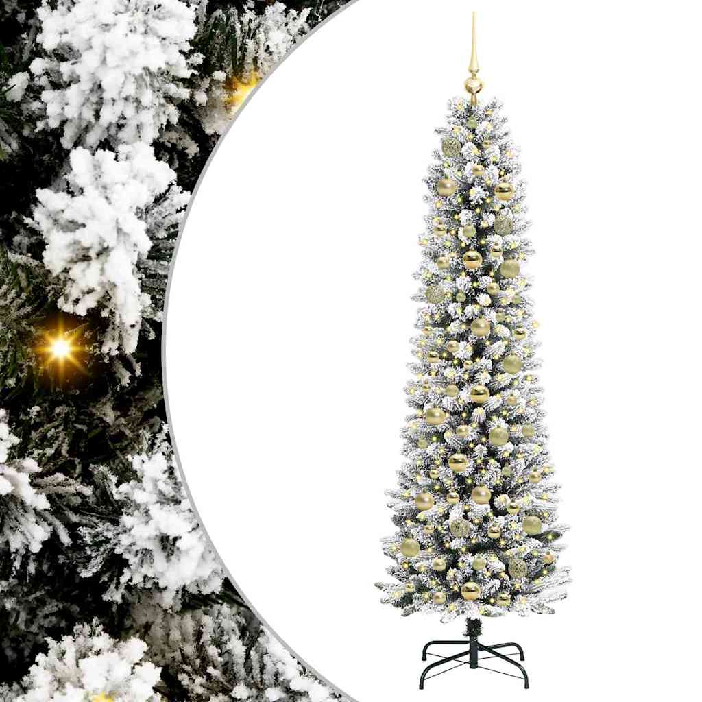 Artificial Christmas Tree with 300 LEDs Green and white 180 cm