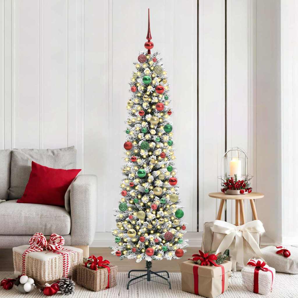 Artificial Christmas Tree with 300 LEDs Green and white 180 cm