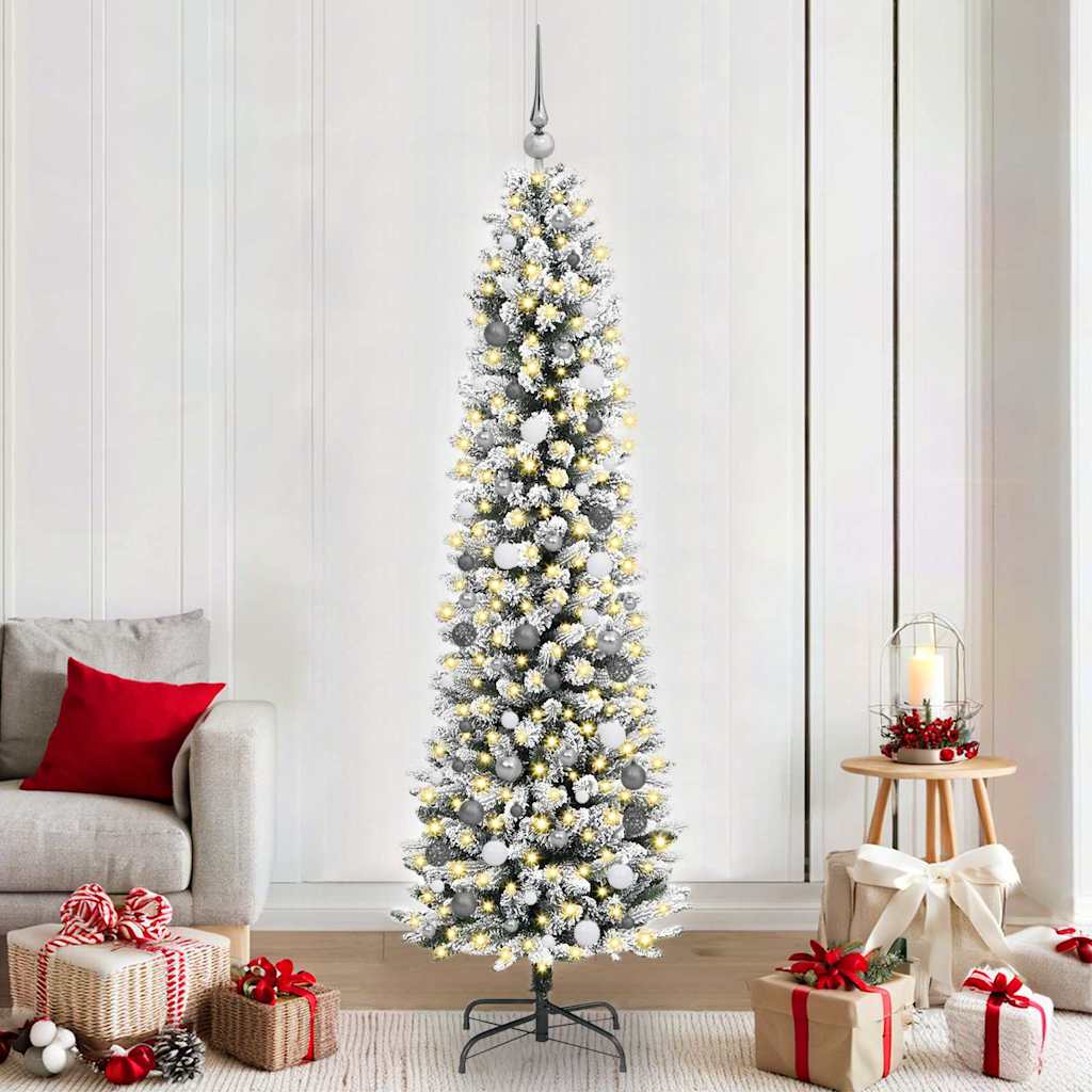 Artificial Christmas Tree with 300 LEDs with Stand White 210 cm