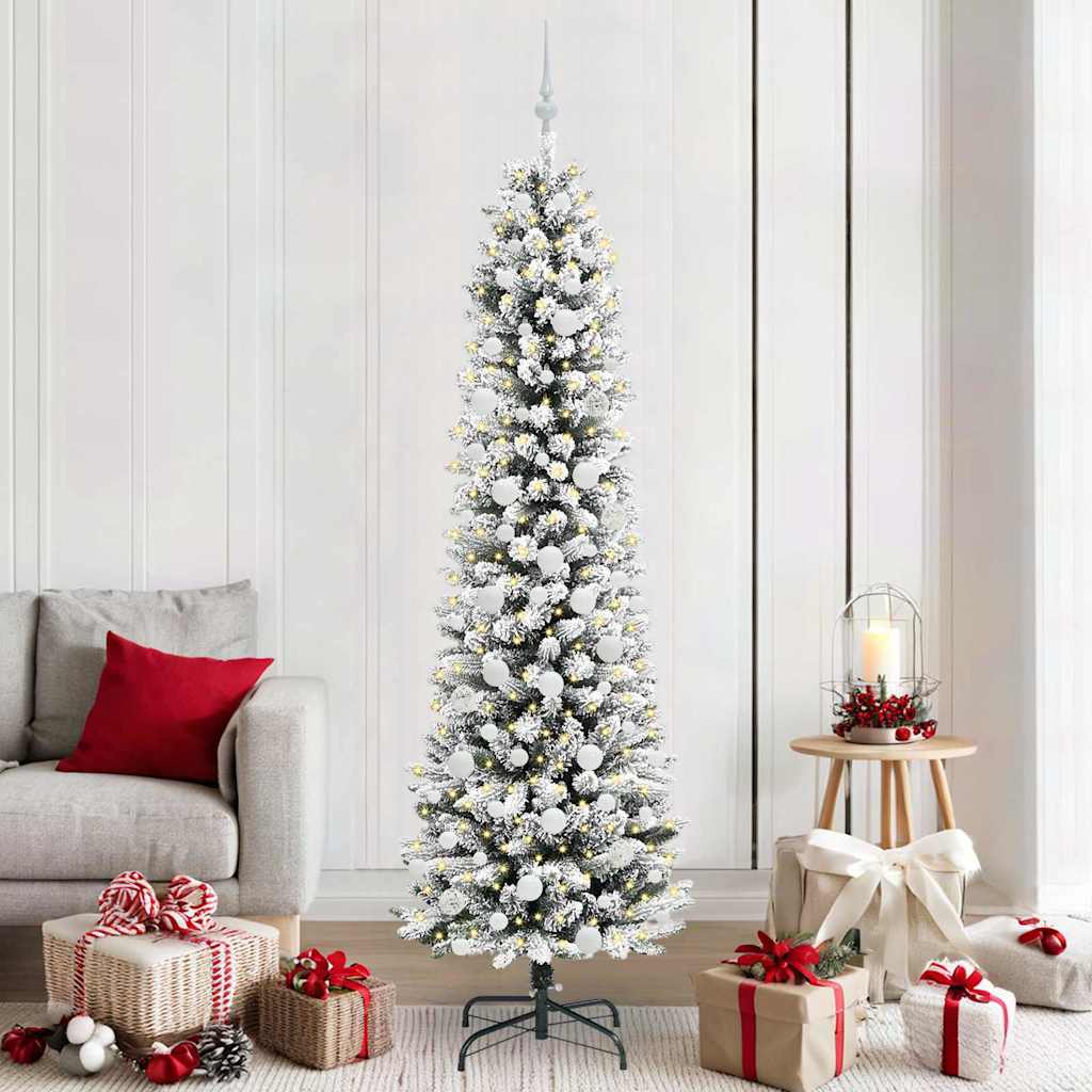 Artificial Christmas Tree with 300 LEDs Green and white 210 cm