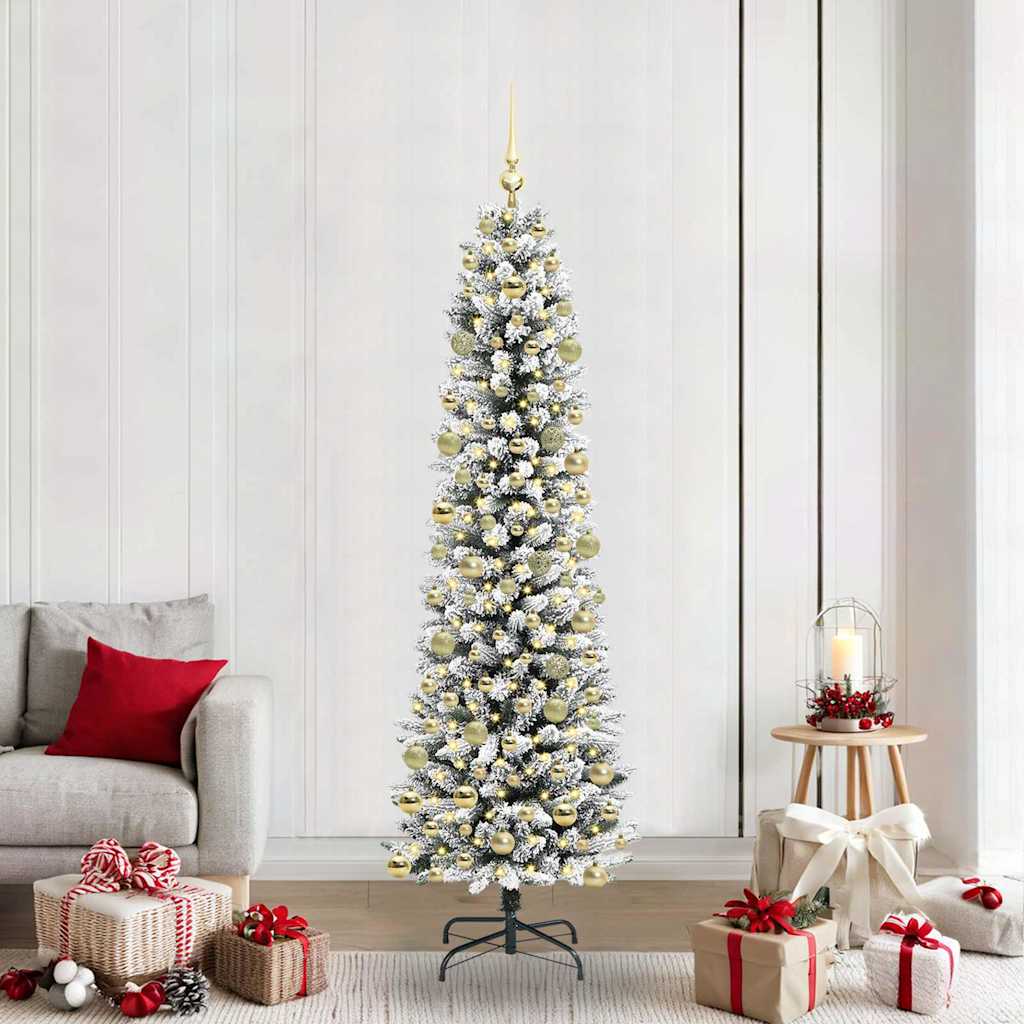Artificial Christmas Tree with 300 LEDs Green and white 210 cm