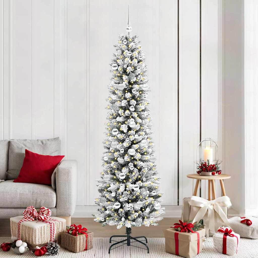 Artificial Christmas Tree with 300 LEDs Green and white 210 cm