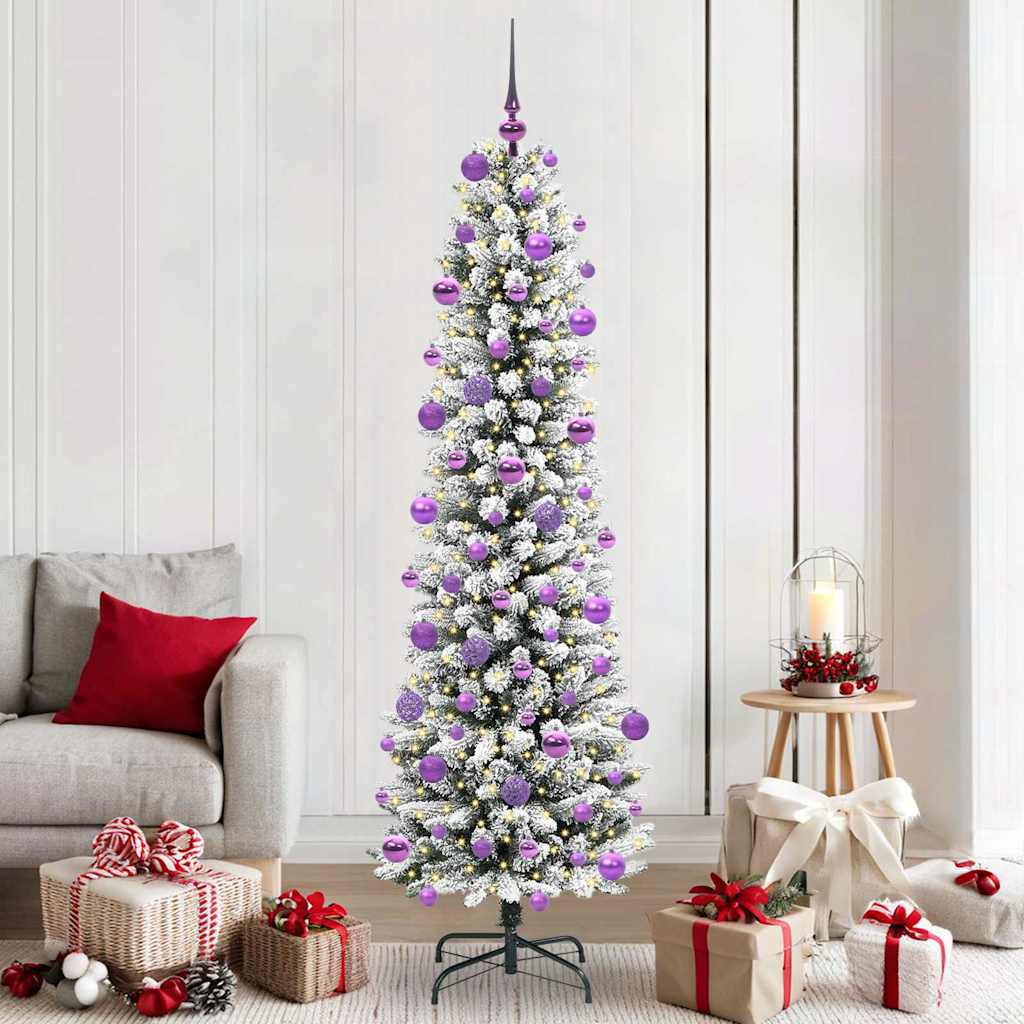 Artificial Christmas Tree with 300 LEDs Green and white 210 cm