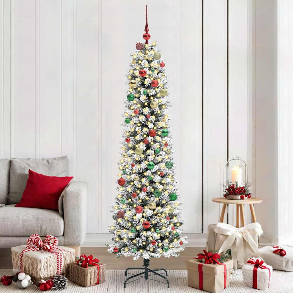 Artificial Christmas Tree with 300 LEDs Green and white 210 cm