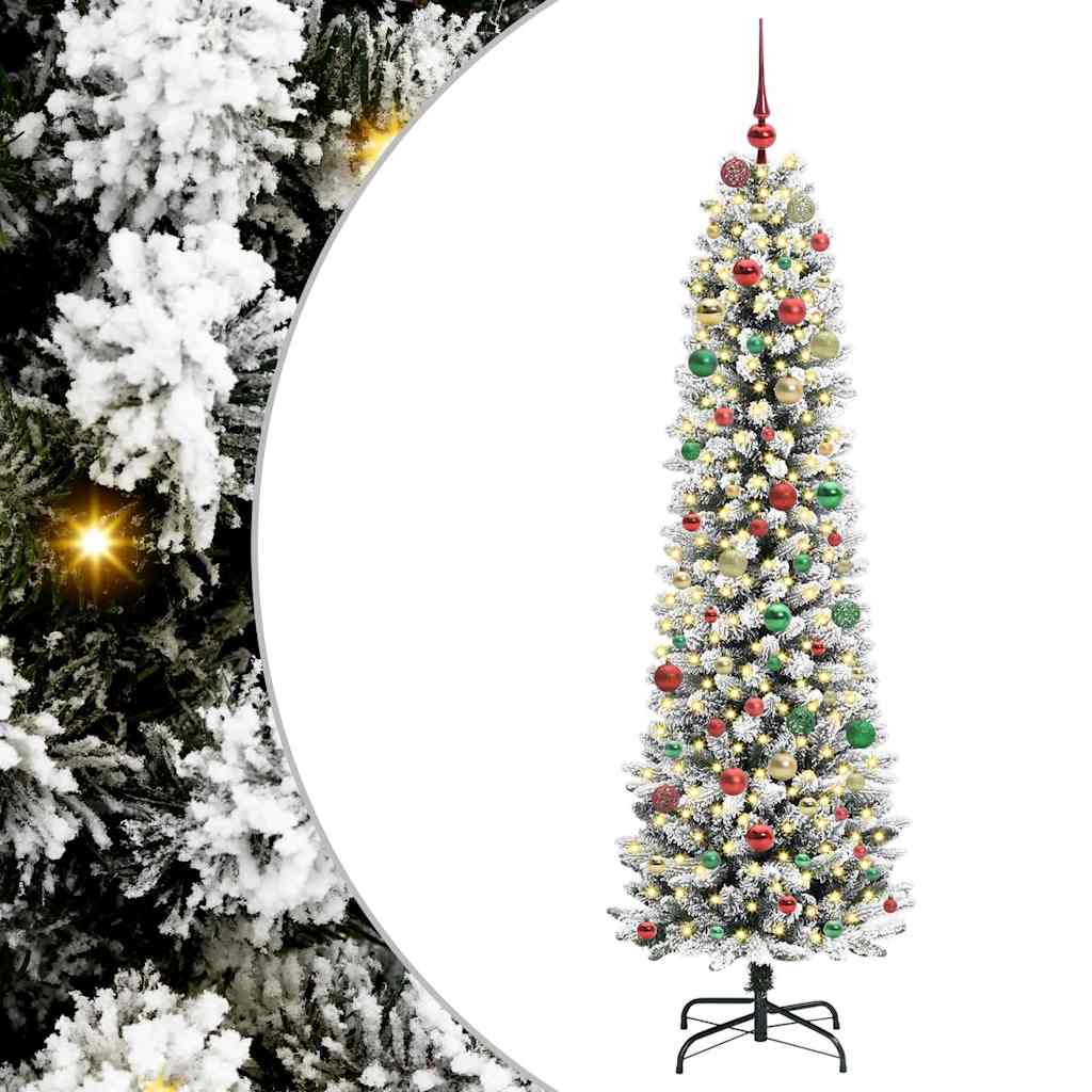 Artificial Christmas Tree with 300 LEDs Green and white 210 cm