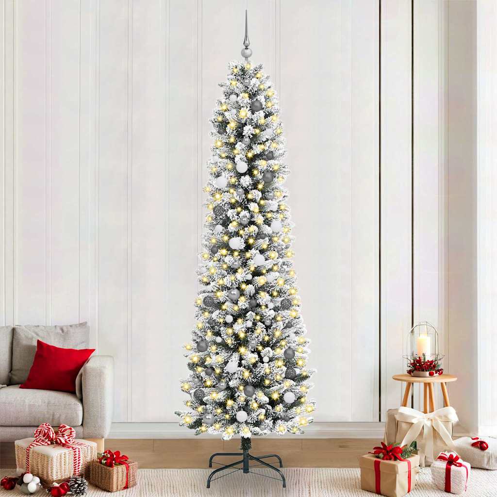 Artificial Christmas Tree with 300 LEDs with Stand White 240 cm