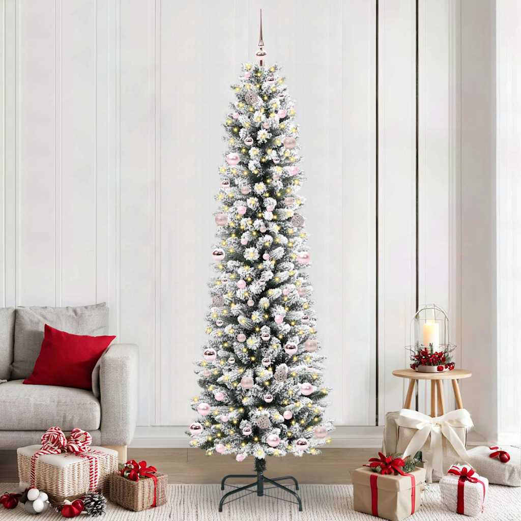 Artificial Christmas Tree with 300 LEDs Green and white 240 cm