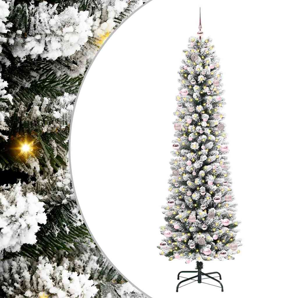 Artificial Christmas Tree with 300 LEDs Green and white 240 cm