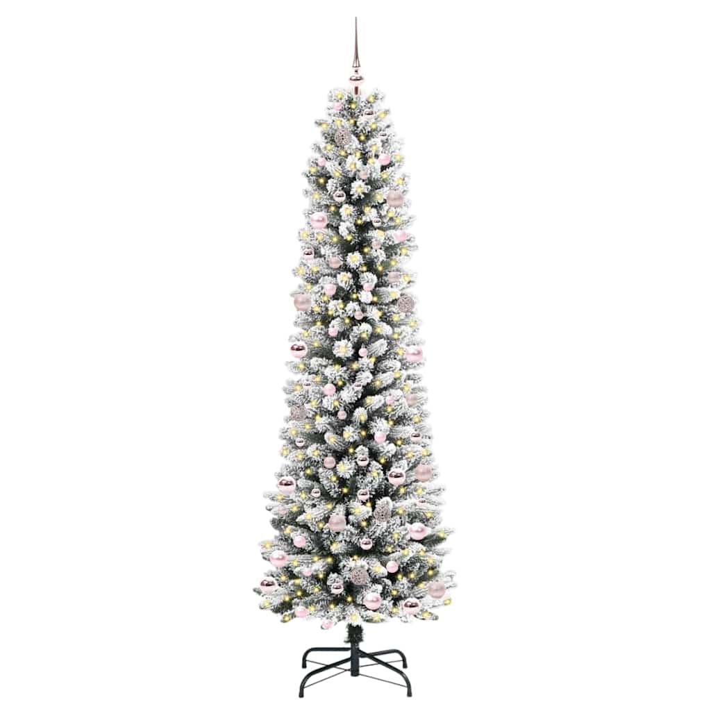 Artificial Christmas Tree with 300 LEDs Green and white 240 cm