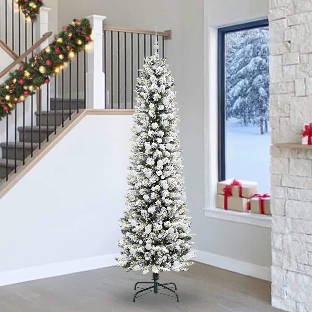 Artificial Christmas Tree with 300 LEDs Green and white 240 cm