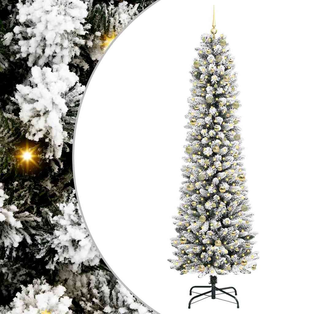 Artificial Christmas Tree with 300 LEDs Green and white 240 cm
