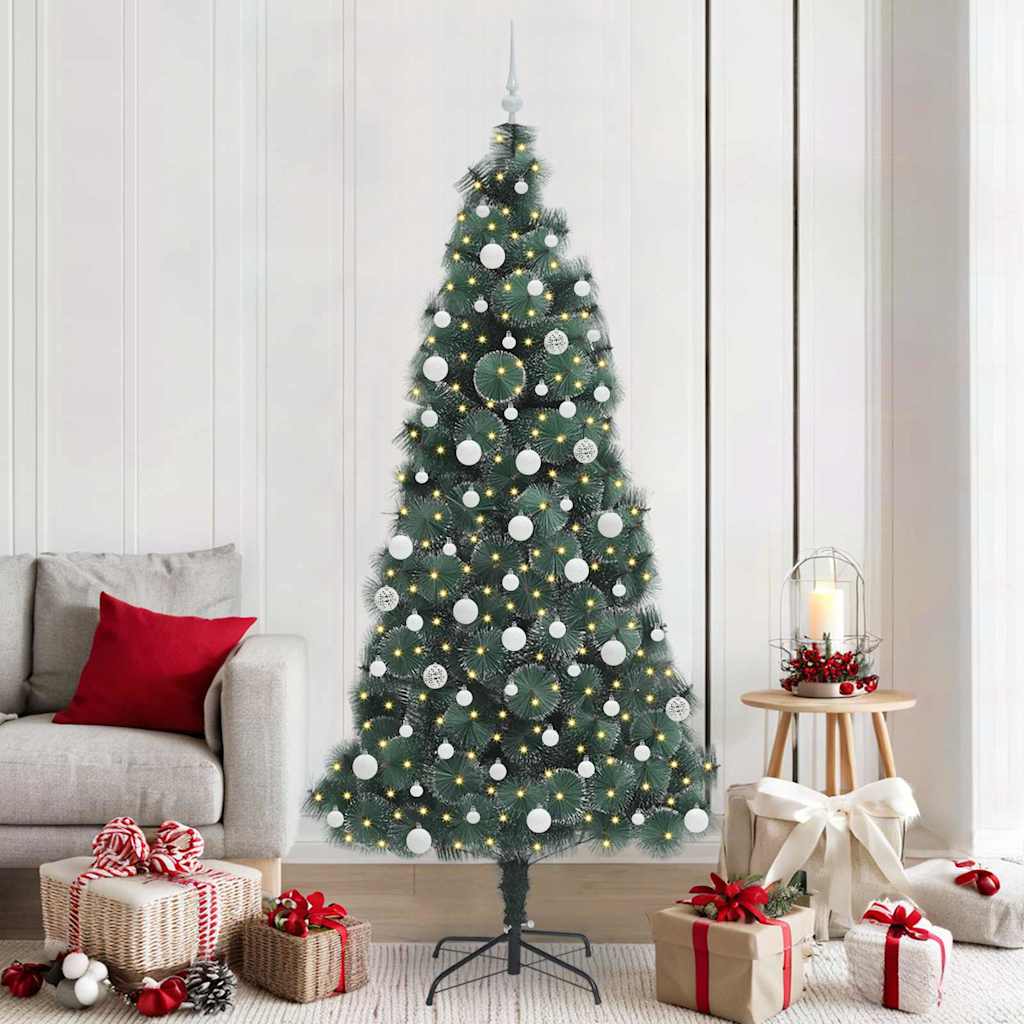 Artificial Pre-lit Christmas Tree with Ball Set Green 210 cm