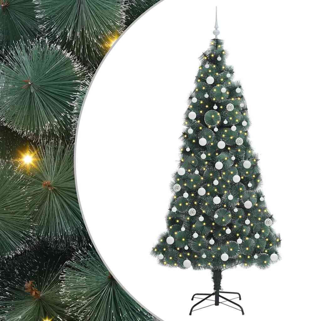 Artificial Pre-lit Christmas Tree with Ball Set Green 210 cm