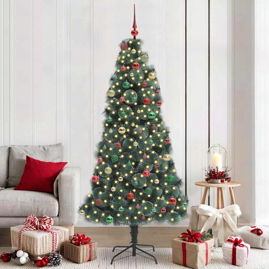 Artificial Pre-lit Christmas Tree with Ball Set Green 210 cm