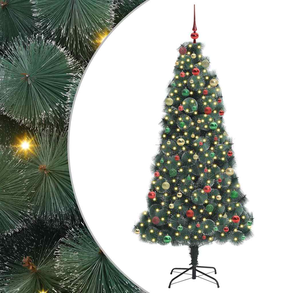 Artificial Pre-lit Christmas Tree with Ball Set Green 210 cm