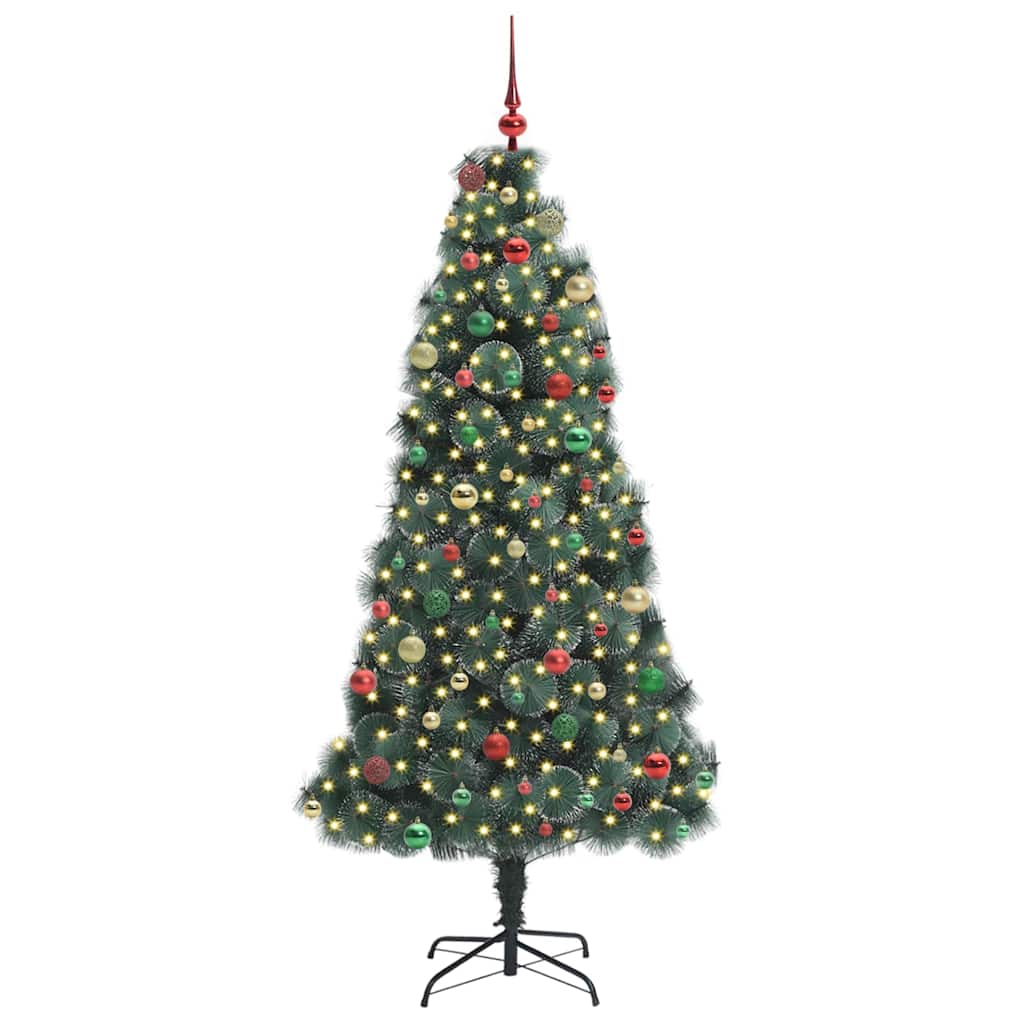 Artificial Pre-lit Christmas Tree with Ball Set Green 210 cm