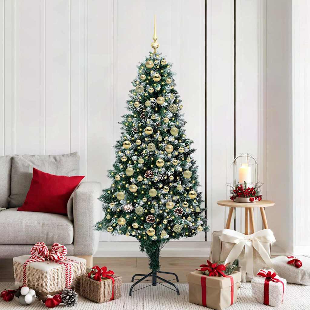Artificial Christmas Tree with 300 LEDs with Stand Green 180 cm