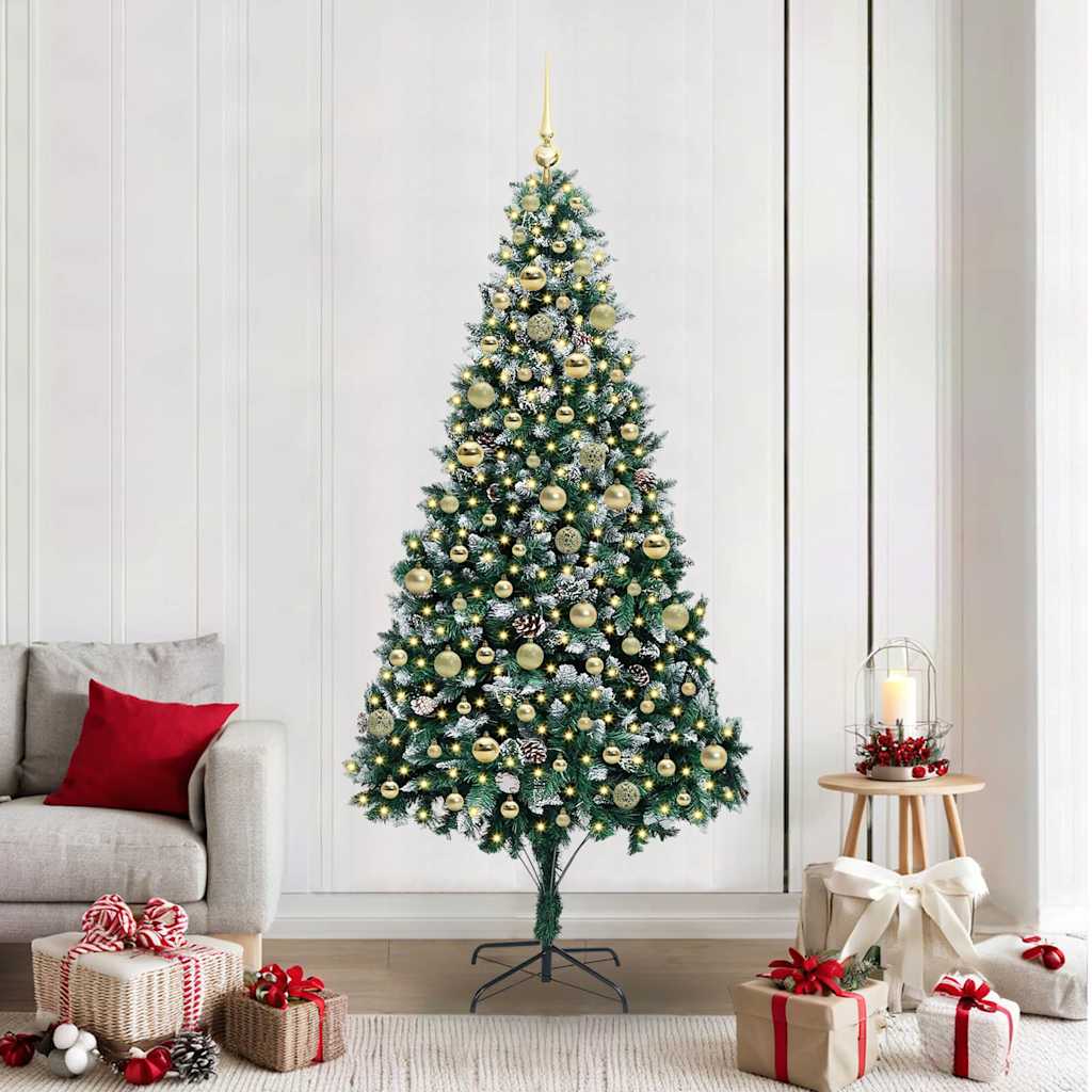 Artificial Christmas Tree with 300 LEDs with Stand Green 210 cm