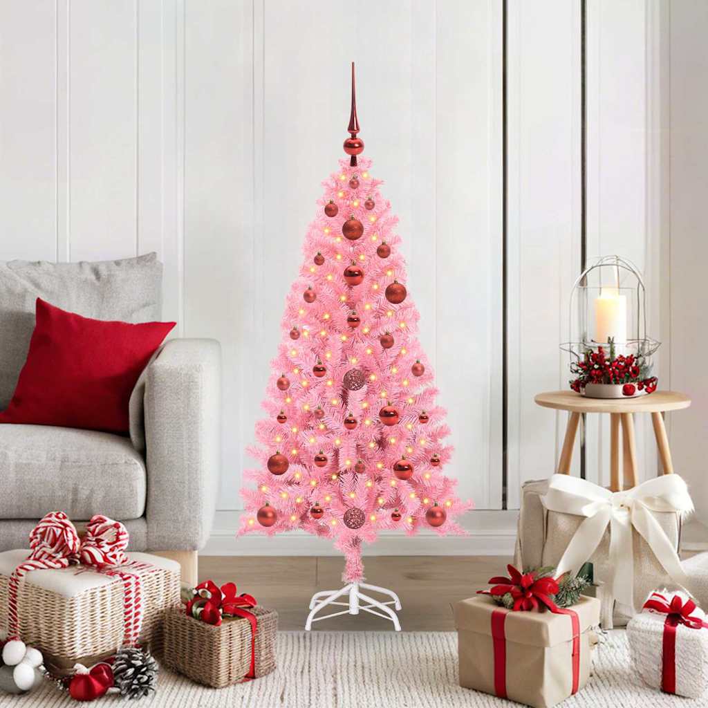 Christmas Tree with 150 LEDs with Stand Pink 120 cm PVC