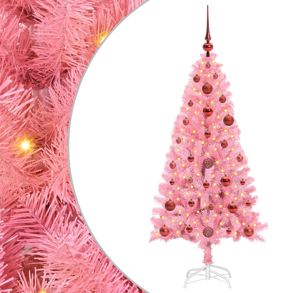 Christmas Tree with 150 LEDs with Stand Pink 120 cm PVC