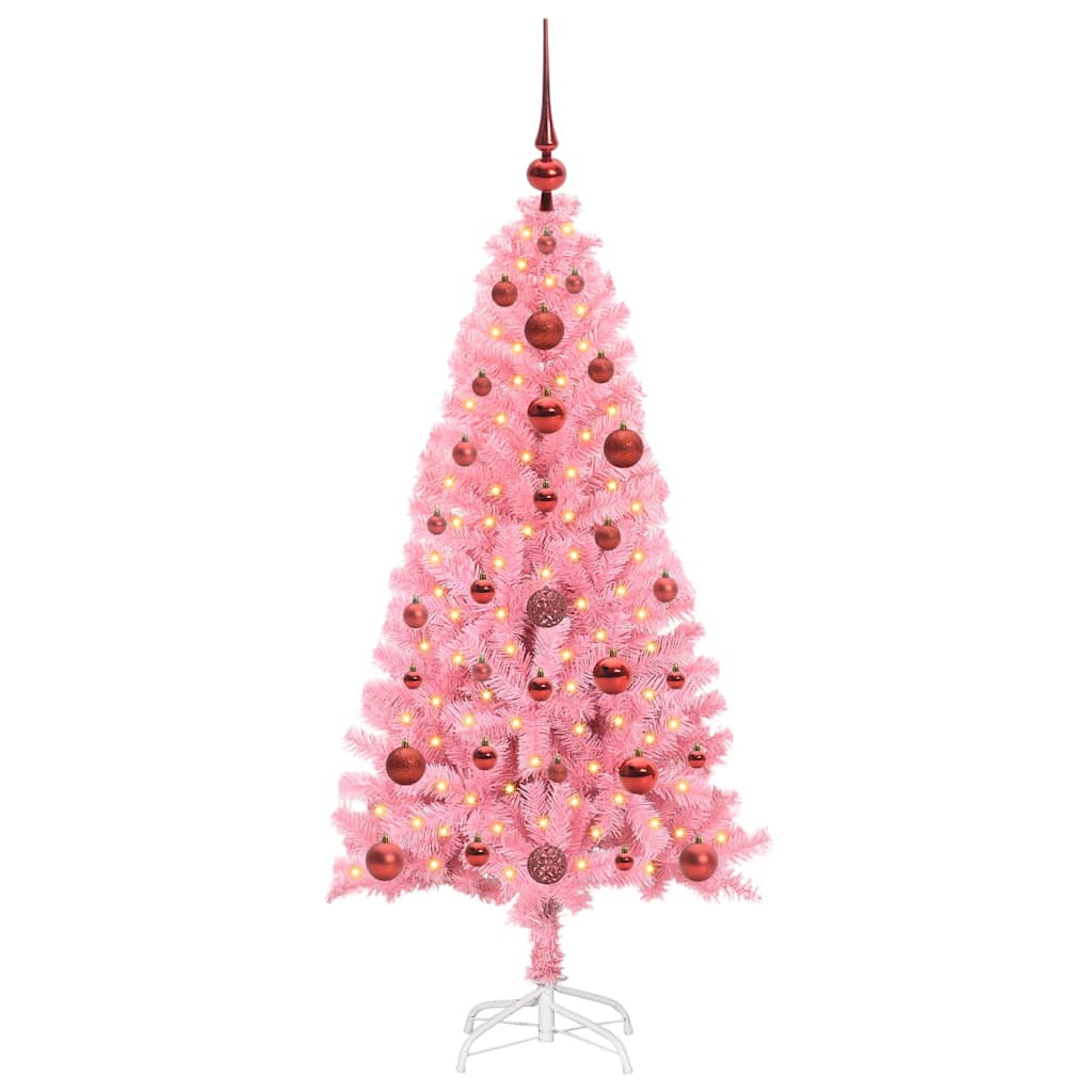 Christmas Tree with 150 LEDs with Stand Pink 120 cm PVC
