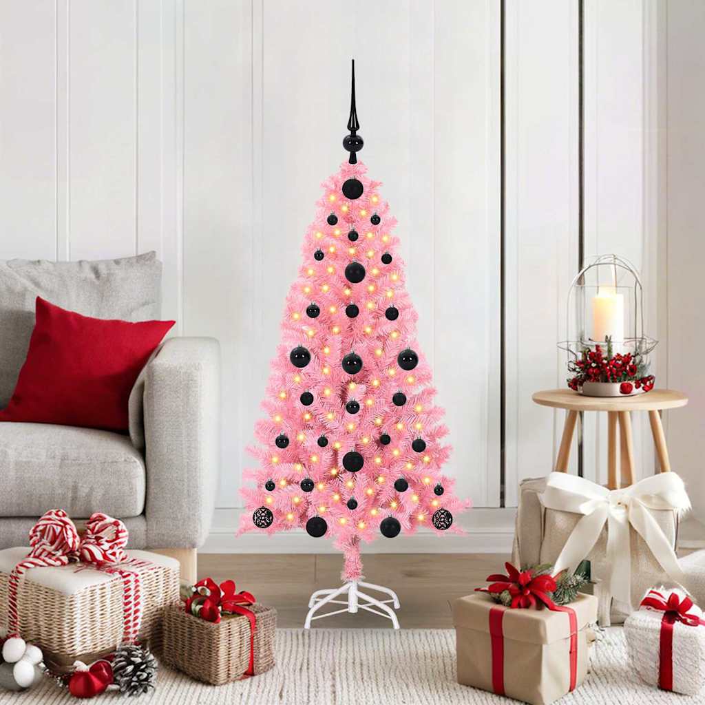 Christmas Tree with 150 LEDs with Stand Pink 120 cm PVC