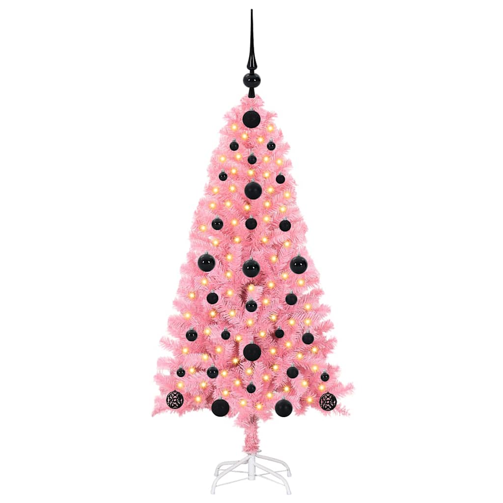 Christmas Tree with 150 LEDs with Stand Pink 120 cm PVC