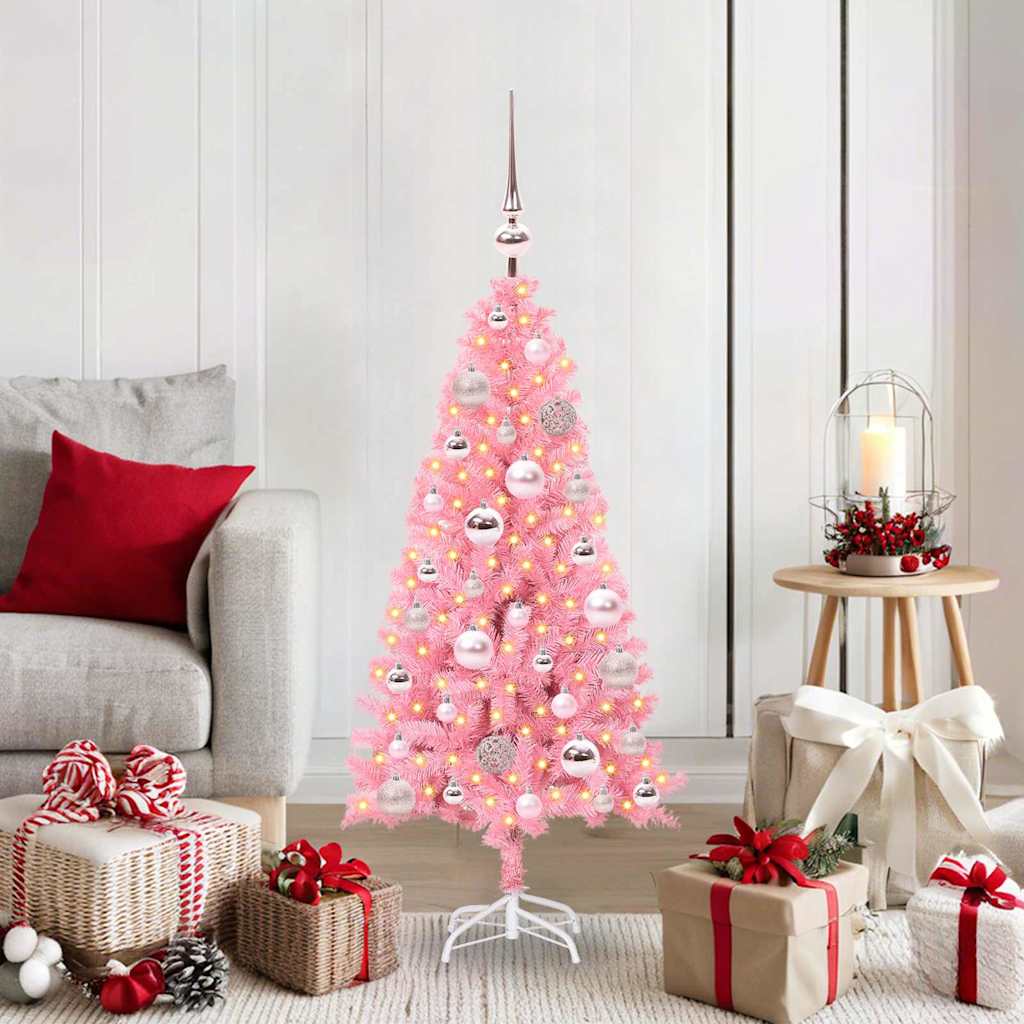 Christmas Tree with 150 LEDs with Stand Pink 120 cm PVC